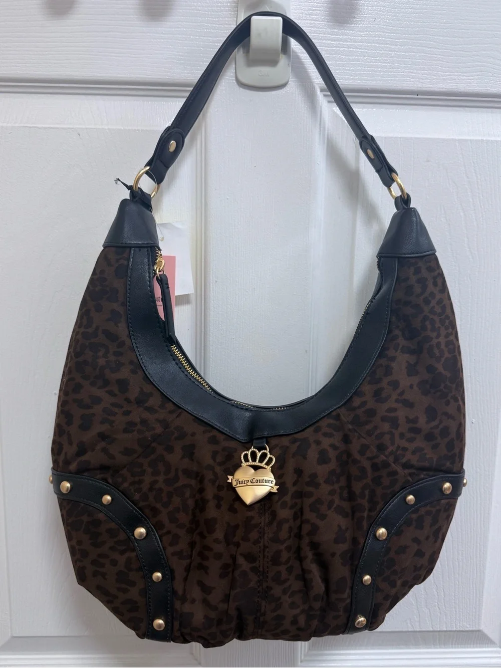 NWT Juicy Couture Retro Glam Leopard-Print Hobo/Coho in Chocolate